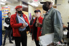 Republican Mayoral Candidate Curtis Sliwa votes at Frank McCourt High School on the Upper West Side in New York City.  He is joined by his wife, Nancy and their 7 week old rescue cat, Gizmo, that is up for adoption.