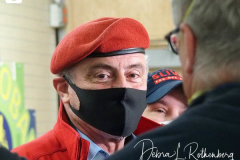 Republican Mayoral Candidate Curtis Sliwa votes at Frank McCourt High School on the Upper West Side in New York City.  He is joined by his wife, Nancy and their 7 week old rescue cat, Gizmo, that is up for adoption.