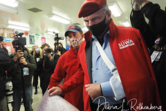Republican Mayoral Candidate Curtis Sliwa votes at Frank McCourt High School on the Upper West Side in New York City on 02 Nov 2021. He is joined by his wife, Nancy and their 7 week old rescue cat, Gizmo, that is up for adoption.