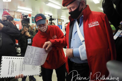 Republican Mayoral Candidate Curtis Sliwa votes at Frank McCourt High School on the Upper West Side in New York City on 02 Nov 2021. He is joined by his wife, Nancy and their 7 week old rescue cat, Gizmo, that is up for adoption.