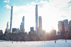 First snow of 2022. 
Snow details show East Village, Gramercy Park, Central Park.