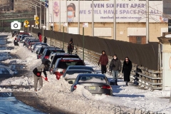 Digging out cars on Riverside Drive in Manhattan