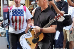 .Anti -Vaxxers protest the opening of Bruce Springsteen's Broadway show at the Saint James theater in Manhattan.