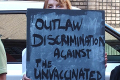 .Anti -Vaxxers protest the opening of Bruce Springsteen's Broadway show at the Saint James theater in Manhattan.