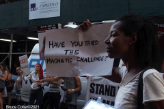 .Anti -Vaxxers protest the opening of Bruce Springsteen's Broadway show at the Saint James theater in Manhattan.