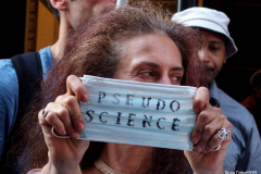 .Anti -Vaxxers protest the opening of Bruce Springsteen's Broadway show at the Saint James theater in Manhattan.