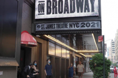 "Springsteen on Broadway" opened tonight for a return to Broadway at the St. James Theater, the first event on a Broadway stage since the Pandemic. Protestors outside were against the vaccine and having to show proof in order tone able to see the show. Springsteen was rushed in a back entrance to avoid the protestors in New York City on 26 June 2021