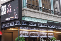 "Springsteen on Broadway" opened tonight for a return to Broadway at the St. James Theater, the first event on a Broadway stage since the Pandemic. Protestors outside were against the vaccine and having to show proof in order tone able to see the show. Springsteen was rushed in a back entrance to avoid the protestors in New York City on 26 June 2021
