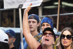 "Springsteen on Broadway" opened tonight for a return to Broadway at the St. James Theater, the first event on a Broadway stage since the Pandemic. Protestors outside were against the vaccine and having to show proof in order tone able to see the show. Springsteen was rushed in a back entrance to avoid the protestors in New York City on 26 June 2021