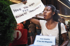 "Springsteen on Broadway" opened tonight for a return to Broadway at the St. James Theater, the first event on a Broadway stage since the Pandemic. Protestors outside were against the vaccine and having to show proof in order tone able to see the show. Springsteen was rushed in a back entrance to avoid the protestors in New York City on 26 June 2021