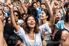 A few hundred Italy fans cheer on their Azzurri in the Euro Cup 2020 final against England outside Ribalta Italian restaurant on E12th Street in New York City on July 11, 2021. Italy beat the Three Lions 3-2 on penalties after a 1-1 draw. (Photo by Gabriele Holtermann/Sipa USA)