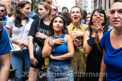 A few hundred Italy fans cheer on their Azzurri in the Euro Cup 2020 final against England outside Ribalta Italian restaurant on E12th Street in New York City on July 11, 2021. Italy beat the Three Lions 3-2 on penalties after a 1-1 draw. (Photo by Gabriele Holtermann/Sipa USA)