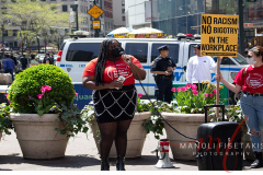 Party for Socialism and Liberation May Day 2022 from workers’ Resistance to Workers’ Revolution rally in Manhattan on May 1, 2022.