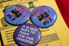 Party for Socialism and Liberation May Day 2022 from workers’ Resistance to Workers’ Revolution rally in Manhattan on May 1, 2022.