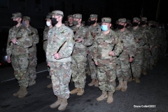 New York - St. Patricks day parade during Covid pandemic. The parade started in 1762 and has continued straight thru without a break.This year it has been modified no spectators where allowed to watch and   the march started at 6:30 am with a 8:30am church service at Saint Patricks Cathedral. N.Y.C. Mayor Bill de Blasio marched in the parade along with the fighting 69th soldiers.