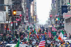 Rain or shine, hundreds of thousands of spectators came out to celebrate the St. Patrick’s parade in NYC. In its 260th year since its inception, the parade was welcome and gave cheer for locals and visitors alike after a two year adjustment due to COVID.
Starting from 44th St. and 5th Ave., the parade holds roughly 150,000 marchers passing St. Patrick’s Church and Central Park, down the Museum mile and ending at East 79th Street. Thursday, March 17th. NYC, NY. (C) Bianca Otero