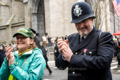 A "Bobby" marches in the St.Patrick's Day Parade in New York, New York, on Mar. 17, 2022. (Photo by Gabriele Holtermann/Sipa USA)
