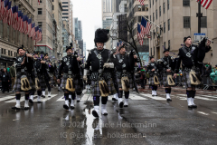 A Pipes & Drums band marches in the St. Patrick's Day Parade in New York, New York, on Mar. 17, 2022.  (Photo by Gabriele Holtermann/Sipa USA)