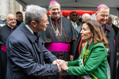 Clerics greet NY State Governor Kathy Hochul outside St. Patrick's Cathedral on St. Patrick's Day in New York, New York, on Mar. 17, 2022. (Photo by Gabriele Holtermann/Sipa USA)