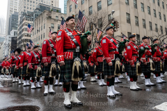 The FDNY Emerald Society Pipes and Drums marches in the St. Patrick's Day Parade in New York, New York, on Mar. 17, 2022.  (Photo by Gabriele Holtermann/Sipa USA)