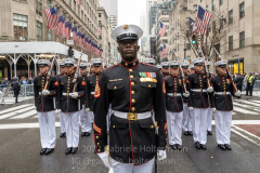 Members of the United States Marine Corps participate in the St. Patrick's Day Parade in New York, New York, on Mar. 17, 2022. (Photo by Gabriele Holtermann/Sipa USA)