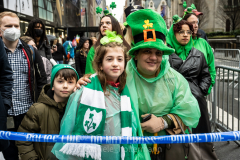 Thousands of people lined 5th Avenue in Midtown Manhattan to celebrate Irish American heritage and the return of the St. Patrick's Day Parade in New York, New York, on Mar. 17, 2022. (Photo by Gabriele Holtermann/Sipa USA)