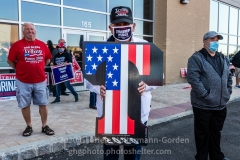 Trump supporters gather for a pro-Republican and pro-Law and Order rally on Staten Island, New York on October 3, 2020.  The rally comes a day after President Trump was hospitalized for COVID-19. (Photo by Gabriele Holtermann/Sipa USA)