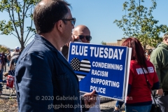 Trump supporters gather for a pro-Republican and pro-Law and Order rally on Staten Island, New York on October 3, 2020.  The rally comes a day after President Trump was hospitalized for COVID-19. (Photo by Gabriele Holtermann/Sipa USA)