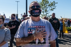 Trump supporters gather for a pro-Republican and pro-Law and Order rally on Staten Island, New York on October 3, 2020.  The rally comes a day after President Trump was hospitalized for COVID-19. (Photo by Gabriele Holtermann/Sipa USA)