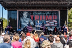 Trump supporters gather for a pro-Republican and pro-Law and Order rally on Staten Island, New York on October 3, 2020.  The rally comes a day after President Trump was hospitalized for COVID-19. (Photo by Gabriele Holtermann/Sipa USA)