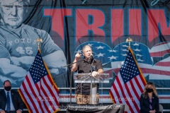Pat Lynch, President of the Police Benevolent Association of the City of New York, speaks to Trump supporters at a pro-Republican and pro-Law and Order rally on Staten Island, New York on October 3, 2020.  The rally comes a day after President Trump was hospitalized for COVID-19. (Photo by Gabriele Holtermann/Sipa USA)
