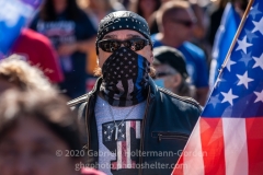 Trump supporters gather for a pro-Republican and pro-Law and Order rally on Staten Island, New York on October 3, 2020.  The rally comes a day after President Trump was hospitalized for COVID-19. (Photo by Gabriele Holtermann/Sipa USA)