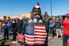 Trump supporters gather for a pro-Republican and pro-Law and Order rally on Staten Island, New York on October 3, 2020.  The rally comes a day after President Trump was hospitalized for COVID-19. (Photo by Gabriele Holtermann/Sipa USA)