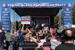 Congressional Candidate Nicole Malliotakis speaks to Trump supporters at a pro-Republican and pro-Law and Order rally on Staten Island, New York on October 3, 2020.  The rally comes a day after President Trump was hospitalized for COVID-19. (Photo by Gabriele Holtermann/Sipa USA)