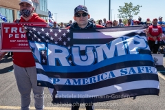Trump supporters gather for a pro-Republican and pro-Law and Order rally on Staten Island, New York on October 3, 2020.  The rally comes a day after President Trump was hospitalized for COVID-19. (Photo by Gabriele Holtermann/Sipa USA)