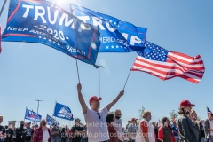 Trump supporters gather for a pro-Republican and pro-Law and Order rally on Staten Island, New York on October 3, 2020.  The rally comes a day after President Trump was hospitalized for COVID-19. (Photo by Gabriele Holtermann/Sipa USA)
