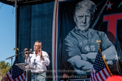 Staten Island artist Scott LoBaido speaks to Trump supporters at a pro-Republican and pro-Law and Order rally on Staten Island, New York on October 3, 2020.  The rally comes a day after President Trump was hospitalized for COVID-19. (Photo by Gabriele Holtermann/Sipa USA)