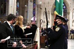 Fifth Anniversary MassDetective Steven McDonaldSt Patrick’s CathedralNew York, NYJanuary 18, 2002For Credit:  Mary DiBiase BlaichOn Tuesday, January 18, 2022, Detective Steven McDonald was remembered with a Mass on the fifth anniversary of his death. Cardinal Dolan presided.  The Mass  was held at St Patrick’s Cathedral in New York, NY.  Attending were his widow, Patti Ann McDonald; son, Lt Conor McDonald and his wife, Katie Sullivan McDonald.  The Mayorof New York, Eric Adams attended along with the NYPD Police Commissioner Keechant Sewell.