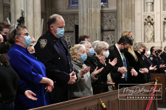 Fifth Anniversary MassDetective Steven McDonaldSt Patrick’s CathedralNew York, NYJanuary 18, 2002For Credit:  Mary DiBiase BlaichOn Tuesday, January 18, 2022, Detective Steven McDonald was remembered with a Mass on the fifth anniversary of his death. Cardinal Dolan presided.  The Mass  was held at St Patrick’s Cathedral in New York, NY.  Attending were his widow, Patti Ann McDonald; son, Lt Conor McDonald and his wife, Katie Sullivan McDonald.  The Mayorof New York, Eric Adams attended along with the NYPD Police Commissioner Keechant Sewell.