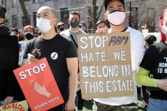 New York - Stop the Hate rally held in Columbus Park in Chinatown neighborhood of 
Manhattan elected officials and residences protest the attacks on Asian people in New York City and around the country. U.S. Senator 
Charles Schumer spoke to the crowd as well as other elected officials.