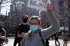 Members and supporters of the Asian-American community attend a "rally against hate" at Columbus Park in New York City. Three massage parlors around Atlanta were targeted March 16, 2021, and a 21-year-old suspect was arrested. Robert Aaron Long faces eight counts of murder and one charge of aggravated assault.