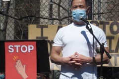 Members and supporters of the Asian-American community attend a "rally against hate" at Columbus Park in New York City. Three massage parlors around Atlanta were targeted March 16, 2021, and a 21-year-old suspect was arrested. Robert Aaron Long faces eight counts of murder and one charge of aggravated assault.