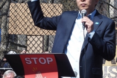 Democratic mayoral candidate Andrew Yang speaks to people as they take part in a rally against hate at Columbus Park in China Town in New York Members and supporters of the Asian-American community attend a "rally against hate" at Columbus Park in New York City. Three massage parlors around Atlanta were targeted March 16, 2021, and a 21-year-old suspect was arrested. Robert Aaron Long faces eight counts of murder and one charge of aggravated assault.
