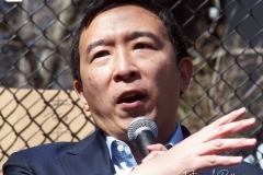 Democratic mayoral candidate Andrew Yang speaks to people as they take part in a rally against hate at Columbus Park in China Town in New York Members and supporters of the Asian-American community attend a "rally against hate" at Columbus Park in New York City. Three massage parlors around Atlanta were targeted March 16, 2021, and a 21-year-old suspect was arrested. Robert Aaron Long faces eight counts of murder and one charge of aggravated assault.