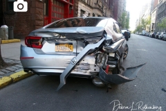 A Honda Accord and a Honda CR-V SUV collided on Amsterdam Avenue and West 113rd Street in Manhattan, causing the SUV to flip over. Witnesses were unsure of the details but say they believe the Honda Accord was going at an excessive speed and the SUV swerved, causing it to flip over. Both drivers were brought to the hospital.