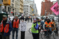 Members of Extinction Rebellion (XR) marked Tax Day with the "No Wars, No Warming" demonstration outside a federal building in NYC where Internal Revenue Service (IRS) have offices "to demand that our tax money stop being used to fund endless war and environmental destruction”, on April 18, 2022 (Photo by Slaven Vlasic)