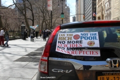 New York-  Taxi Workers alliance workers protest in front of City Hall  asking the Mayor to help curb debt for medallion owners.
