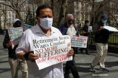 New York-  Taxi Workers alliance workers protest in front of City Hall  asking the Mayor to help curb debt for medallion owners.