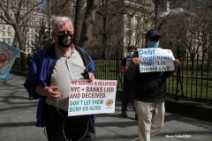 New York-  Taxi Workers alliance workers protest in front of City Hall  asking the Mayor to help curb debt for medallion owners.