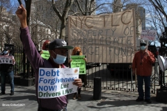 New York-  Taxi Workers alliance workers protest in front of City Hall  asking the Mayor to help curb debt for medallion owners.